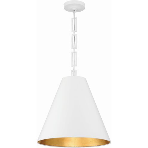 Alston 3 Light 18 inch Matte White/Antique Gold Pendant Ceiling Light in Matte White and Antique Gold