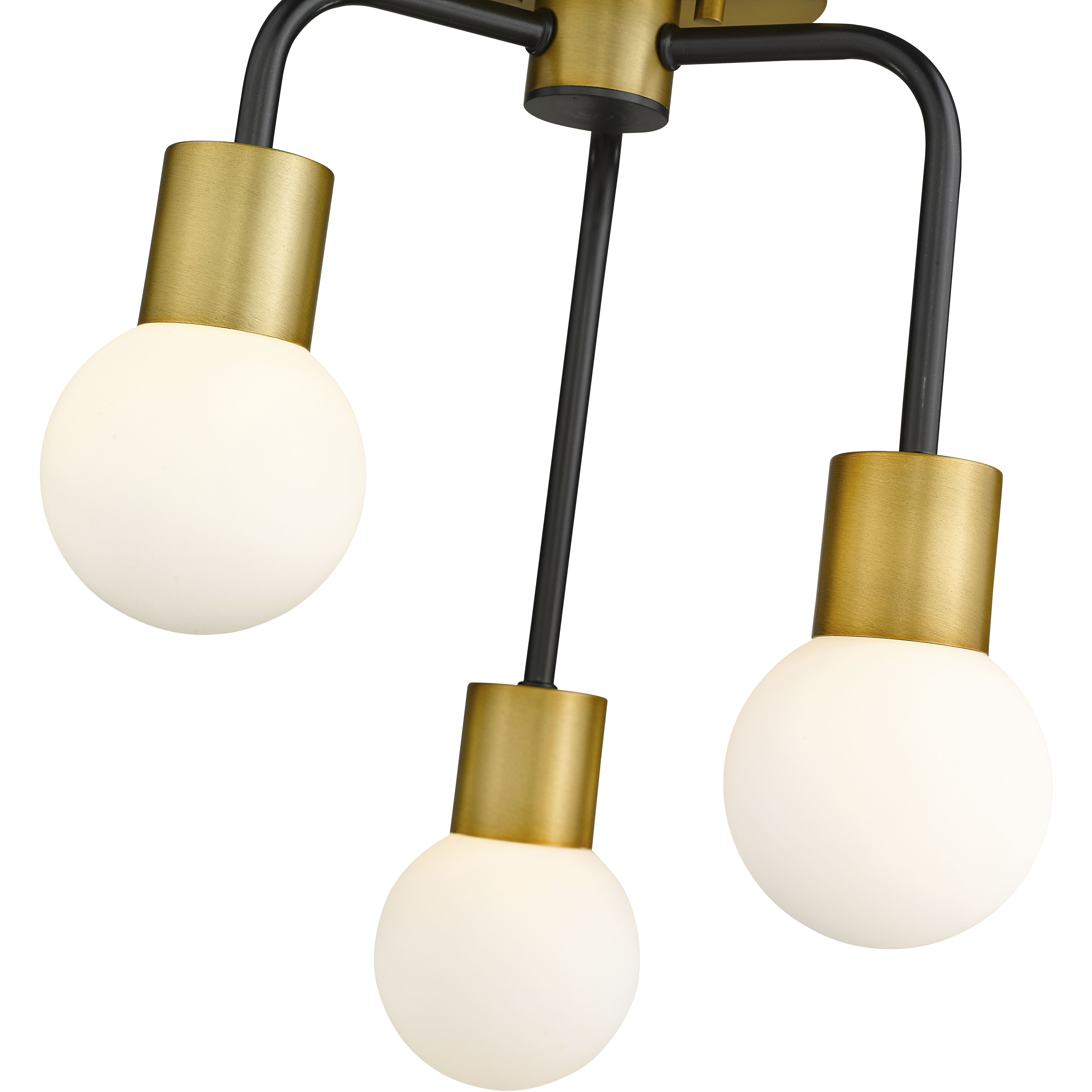 Neutra 3 Light 14 inch Matte Black and Foundry Brass Semi Flush Mount Ceiling Light