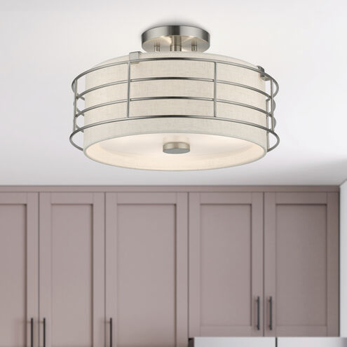 Blanchard 3 Light 15 inch Brushed Nickel Semi Flush Mount Ceiling Light, Large