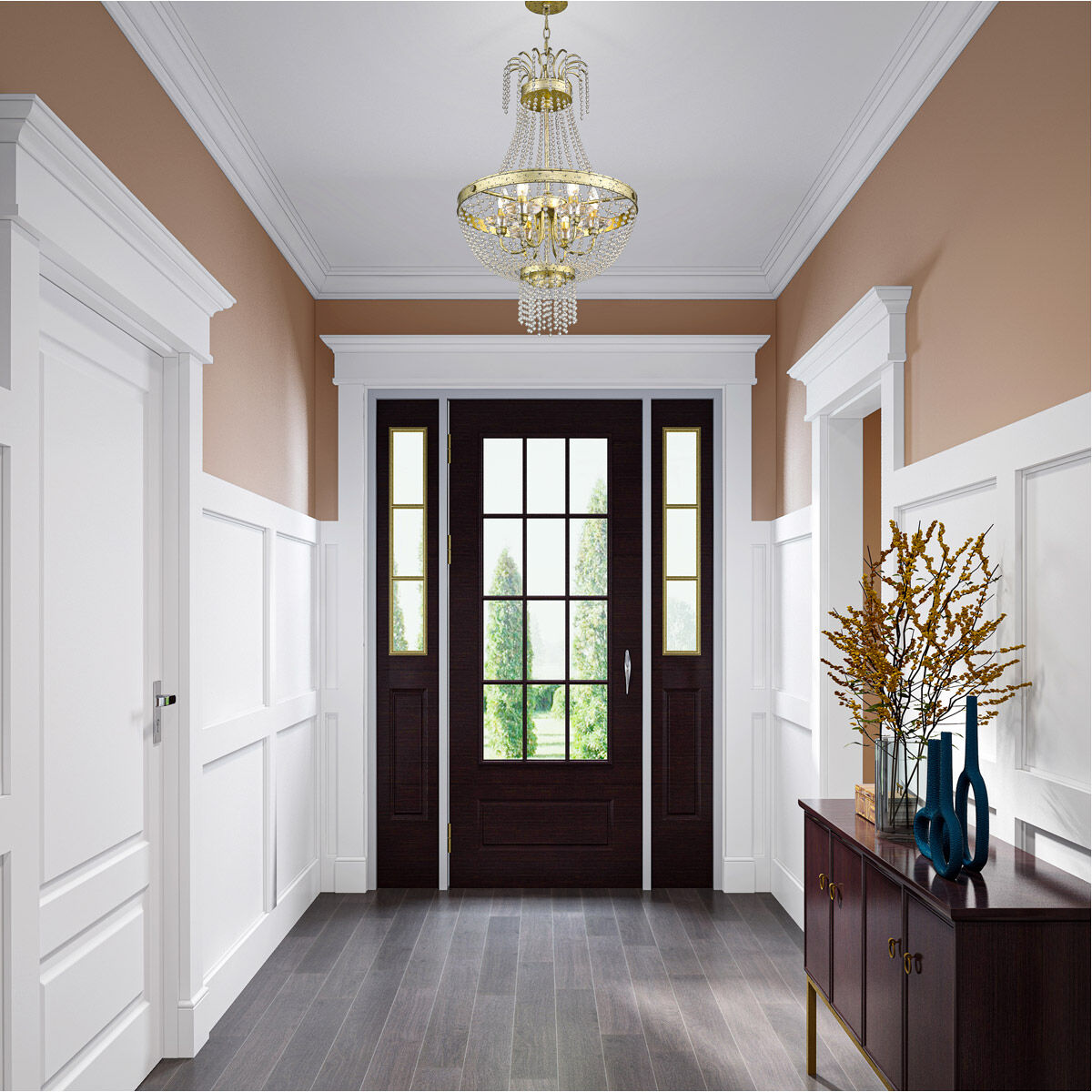 Valentina 6 Light 18 inch Hand Applied Winter Gold Pendant Ceiling Light