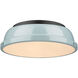 Yep Duncan 2 Light 14 inch Matte Black Flush Mount Ceiling Light in Seafoam, Damp