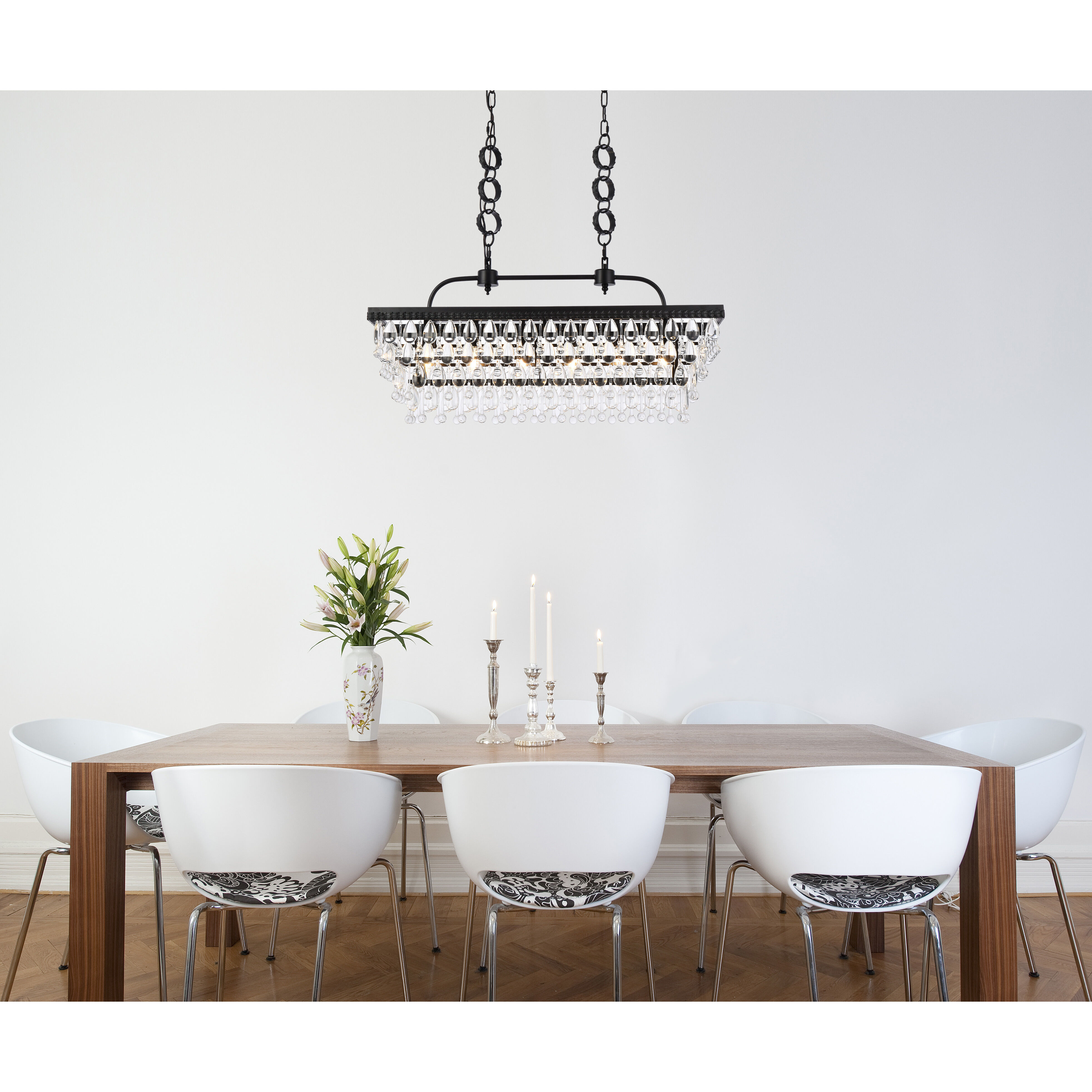 Nordic 6 Light 32 inch Black Linear Pendant Ceiling Light