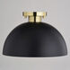 Devon LED 12.75 inch Matte Black and Satin Brass Semi-Flush Mount Ceiling Light