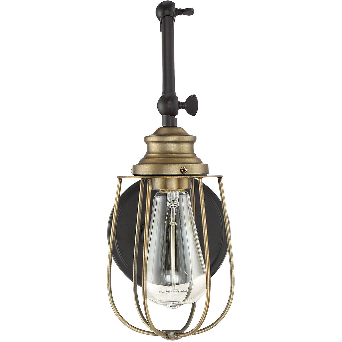 Industrial 5 inch 60.00 watt Oil Rubbed Bronze with Natural Brass Adjustable Wall Sconce Wall Light