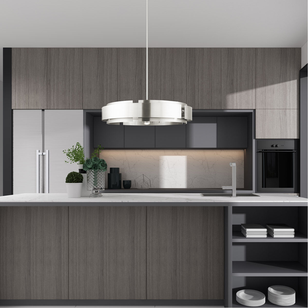 Varick 7 Light 34 inch Brushed Nickel Pendant Chandelier Ceiling Light