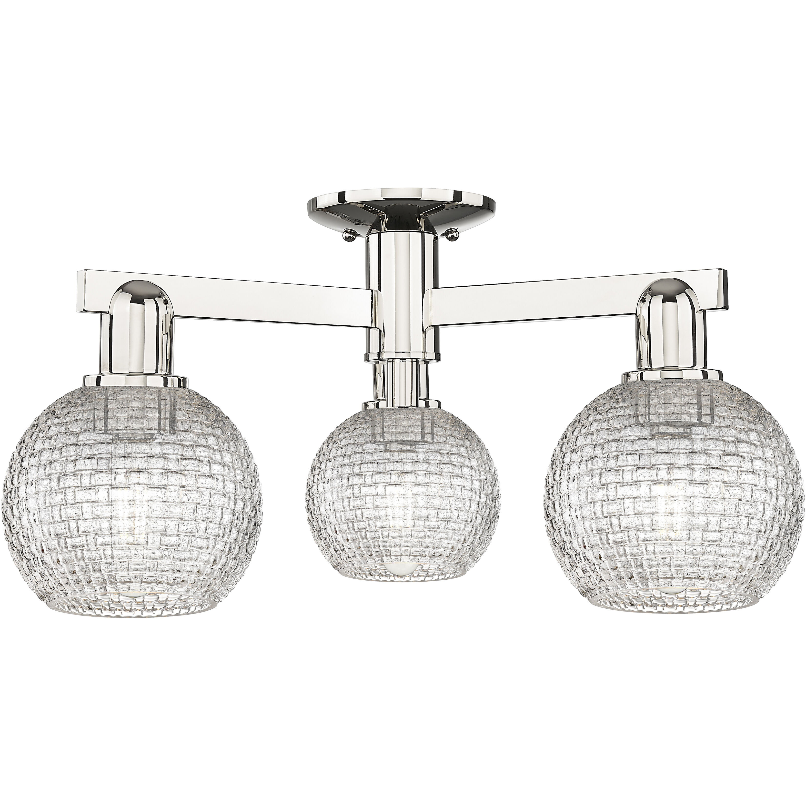 Arcadia Athens 3 Light 23.38 inch Polished Nickel Semi-Flush Mount Ceiling Light