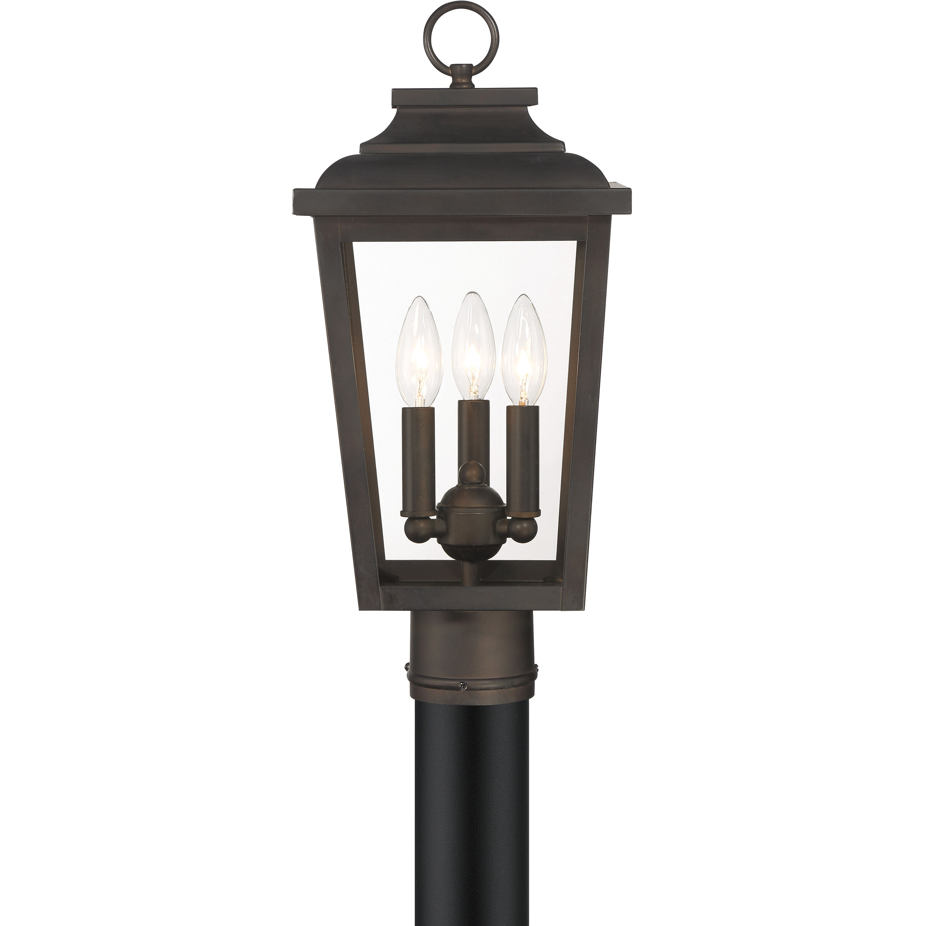 Great Outdoors Irvington Manor 3 Light 18 inch Chelesa Bronze Outdoor Post Mount in Incandescent, Clear Glass