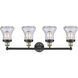 Bellmont 4 Light 33.5 inch Black Antique Brass Bath Vanity Light Wall Light in Clear Glass