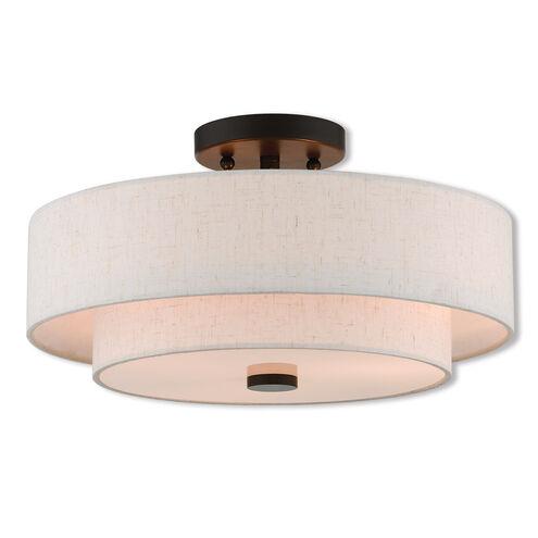 Claremont 3 Light 15 inch English Bronze Semi-Flush Mount Ceiling Light