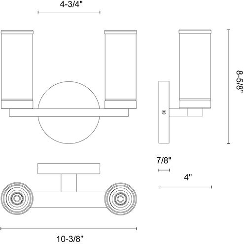 Revolve 2 Light 13.38 inch Clear Glass and Urban Bronze Bath Vanity Wall Light
