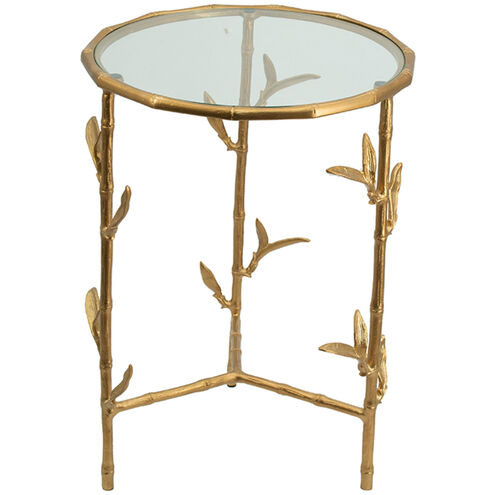 Bamboo Leaf 17 inch Brass Antique Side Table