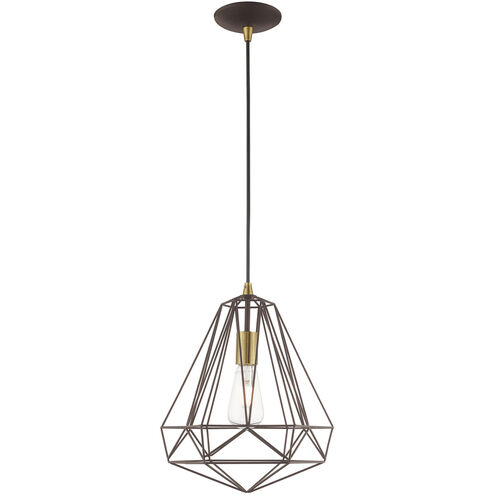 Geometric 1 Light 12 inch Bronze Mini Pendant Ceiling Light