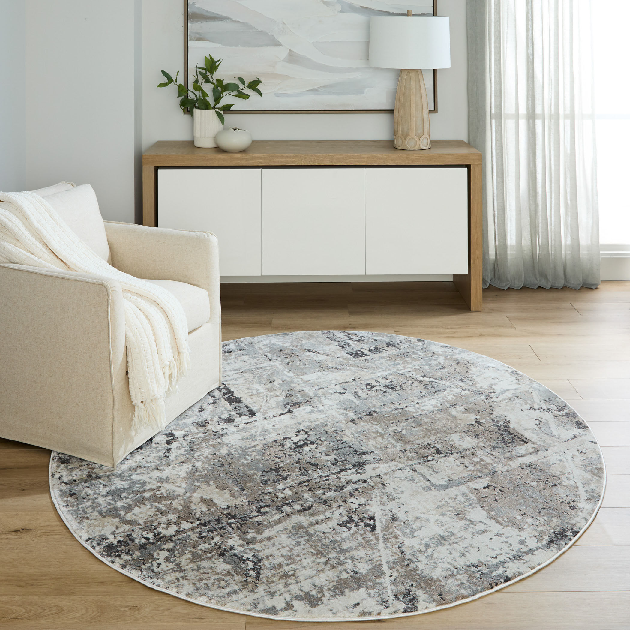 Hadim Black/Grey Rug in 7 Round