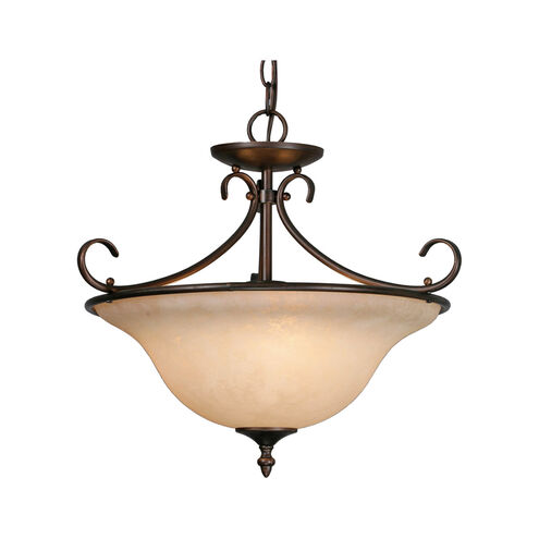 Homestead 3 Light 19 inch Rubbed Bronze Semi-flush Ceiling Light in Tea Stone Glass, Convertible