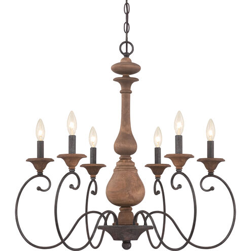 Auburn 6 Light 28 inch Rustic Black Chandelier Ceiling Light