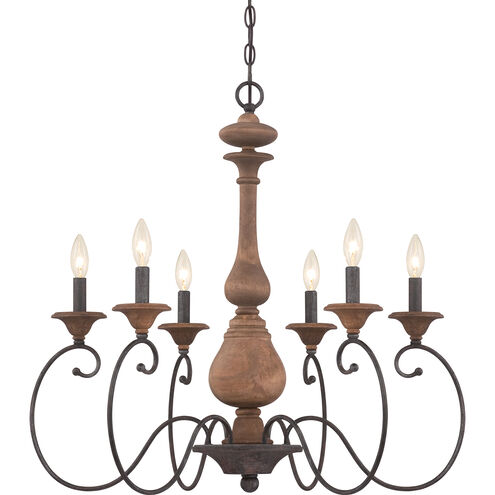 Auburn 6 Light 28 inch Rustic Black Chandelier Ceiling Light