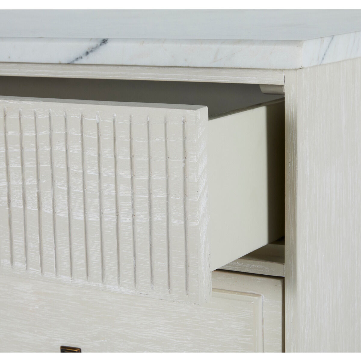 Archie Cerused White / Agros White Stone / Antique Bronze Cabinet