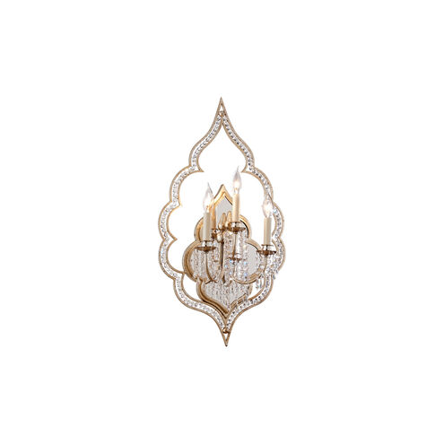 Bijoux 3 Light 16.5 inch Warm Silver Leaf Wall Sconce Wall Light