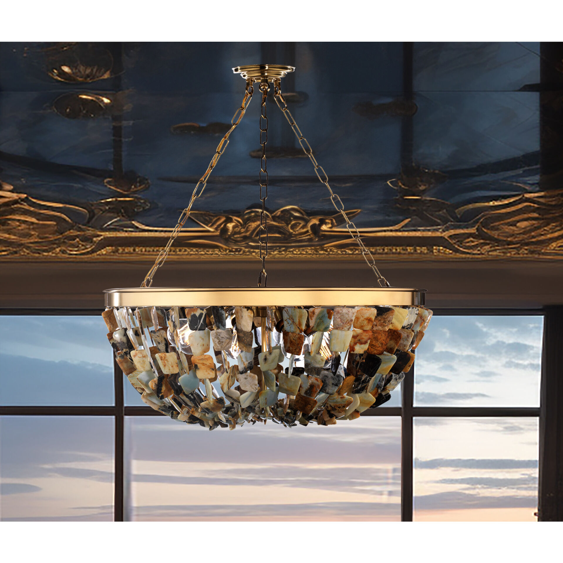 Flotsam 8 Light Brass Pendant Ceiling Light