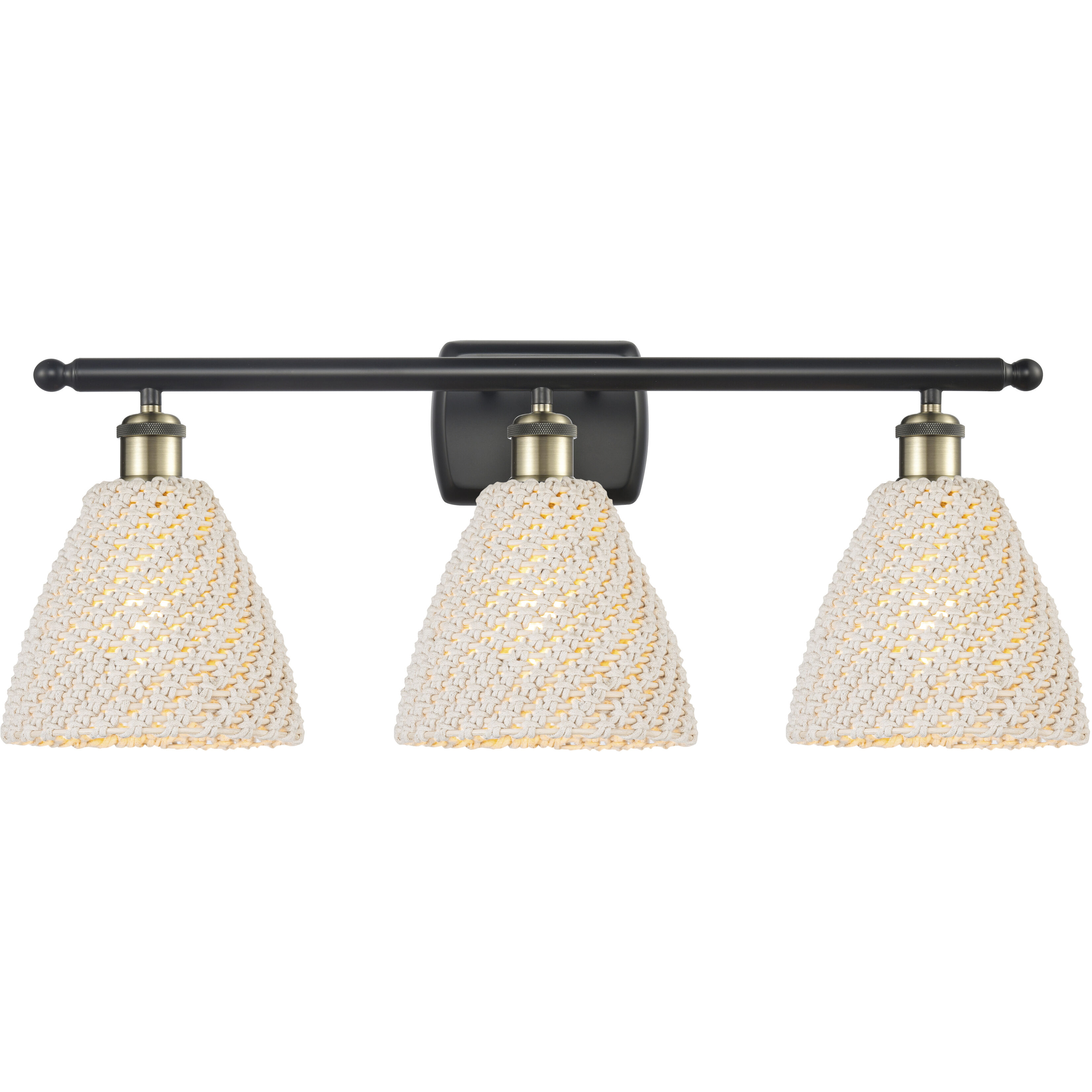 Ballston Bristol Natural 3 Light 27.5 inch Black Antique Brass Bath Vanity Light Wall Light