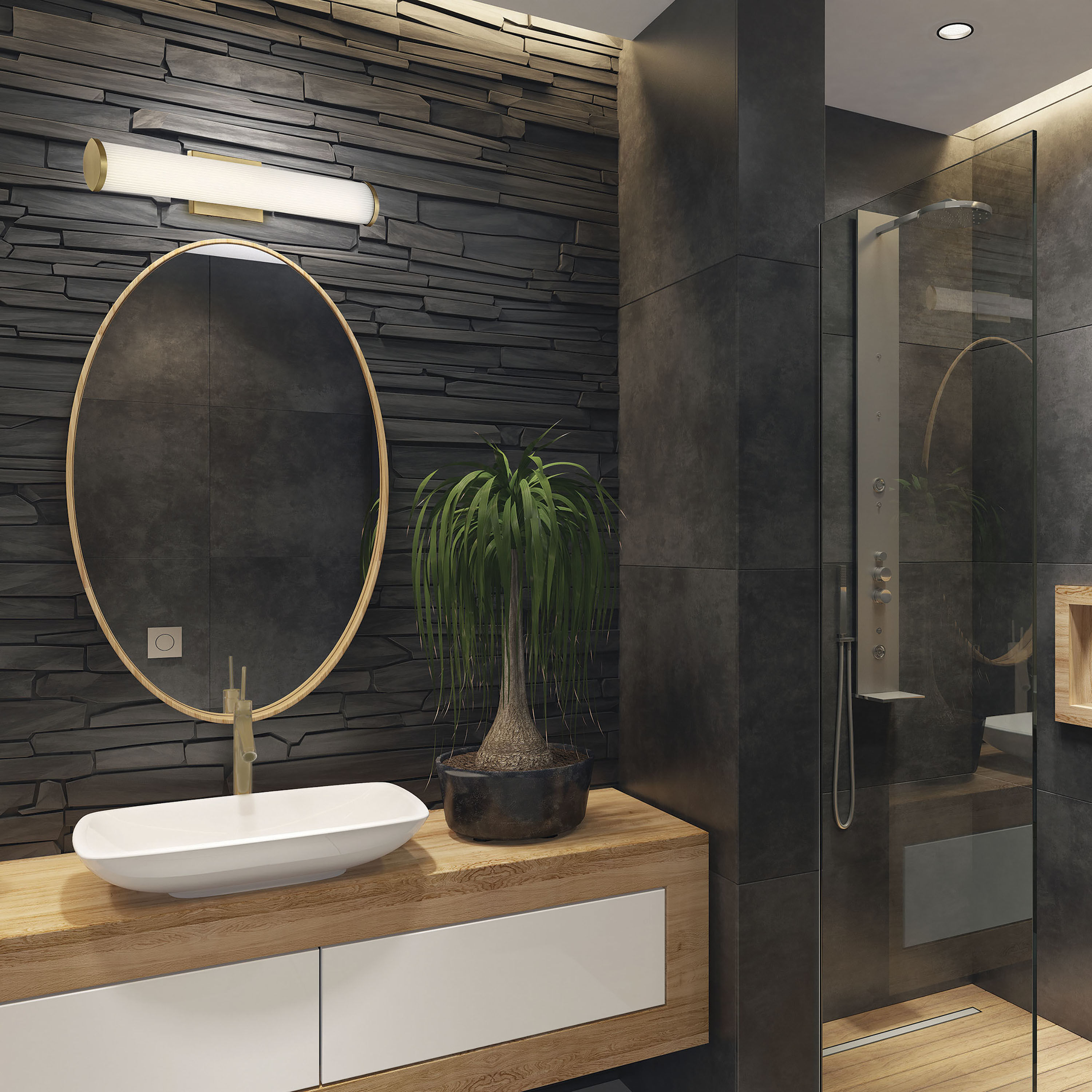 Lena LED 24 inch Brushed Brass Vanity Light Wall Light