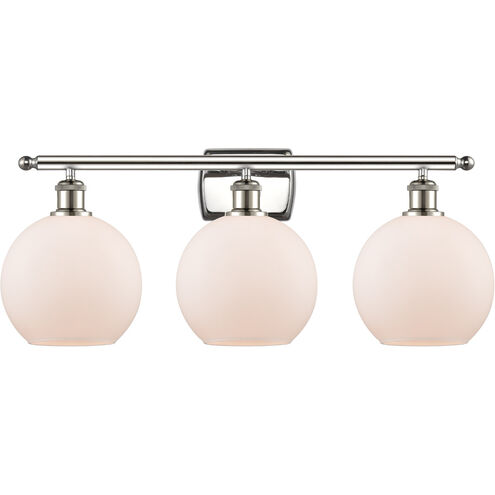 Ballston Athens 3 Light 26 inch Polished Nickel Bath Vanity Light Wall Light in Matte White Glass, Ballston