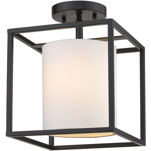 Manhattan 1 Light 15 inch Matte Black Semi-flush Ceiling Light, Damp