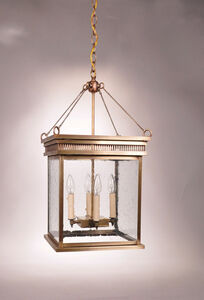 Elryan 4 Light 12 inch Dark Antique Brass Pendant Ceiling Light in Clear Seedy Glass