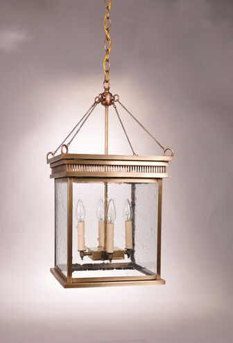 Elryan 4 Light 12 inch Antique Brass Pendant Ceiling Light in Clear Glass