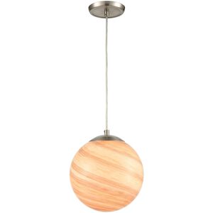 Planetario 1 Light 10 inch Satin Nickel with Smoke Swirl Mini Pendant Ceiling Light