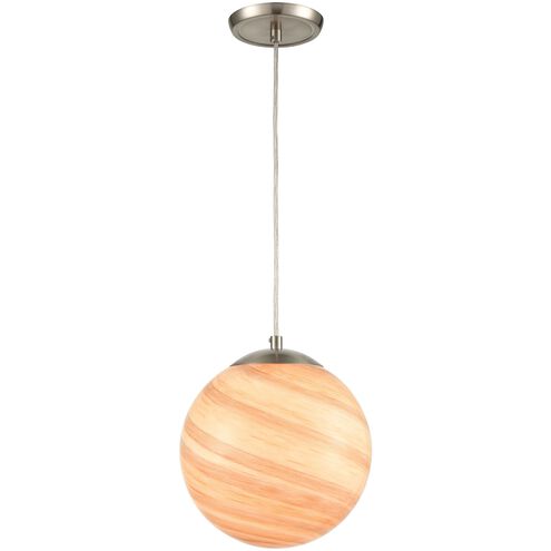 Planetario 1 Light 10 inch Satin Nickel with Smoke Swirl Mini Pendant Ceiling Light