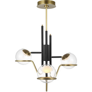 Avroko Crosby LED 26 inch Glossy Black/Natural Brass Pendant Ceiling Light, Medium