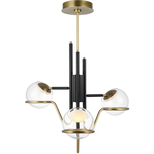 Avroko Crosby LED 26.4 inch Glossy Black/Natural Brass Pendant Ceiling Light, Integrated LED