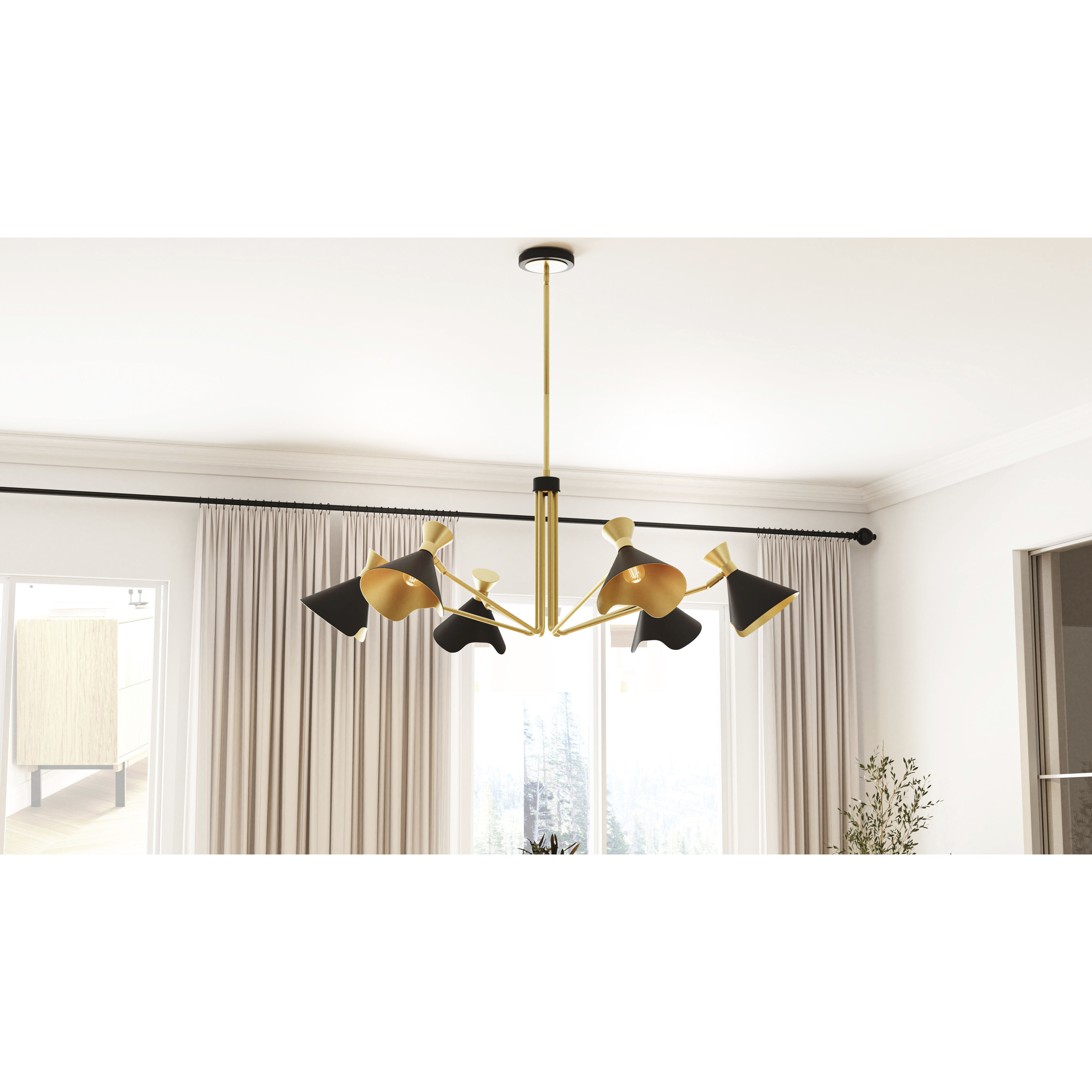 Arden 6 Light 52 inch Matte Black Chandelier Ceiling Light