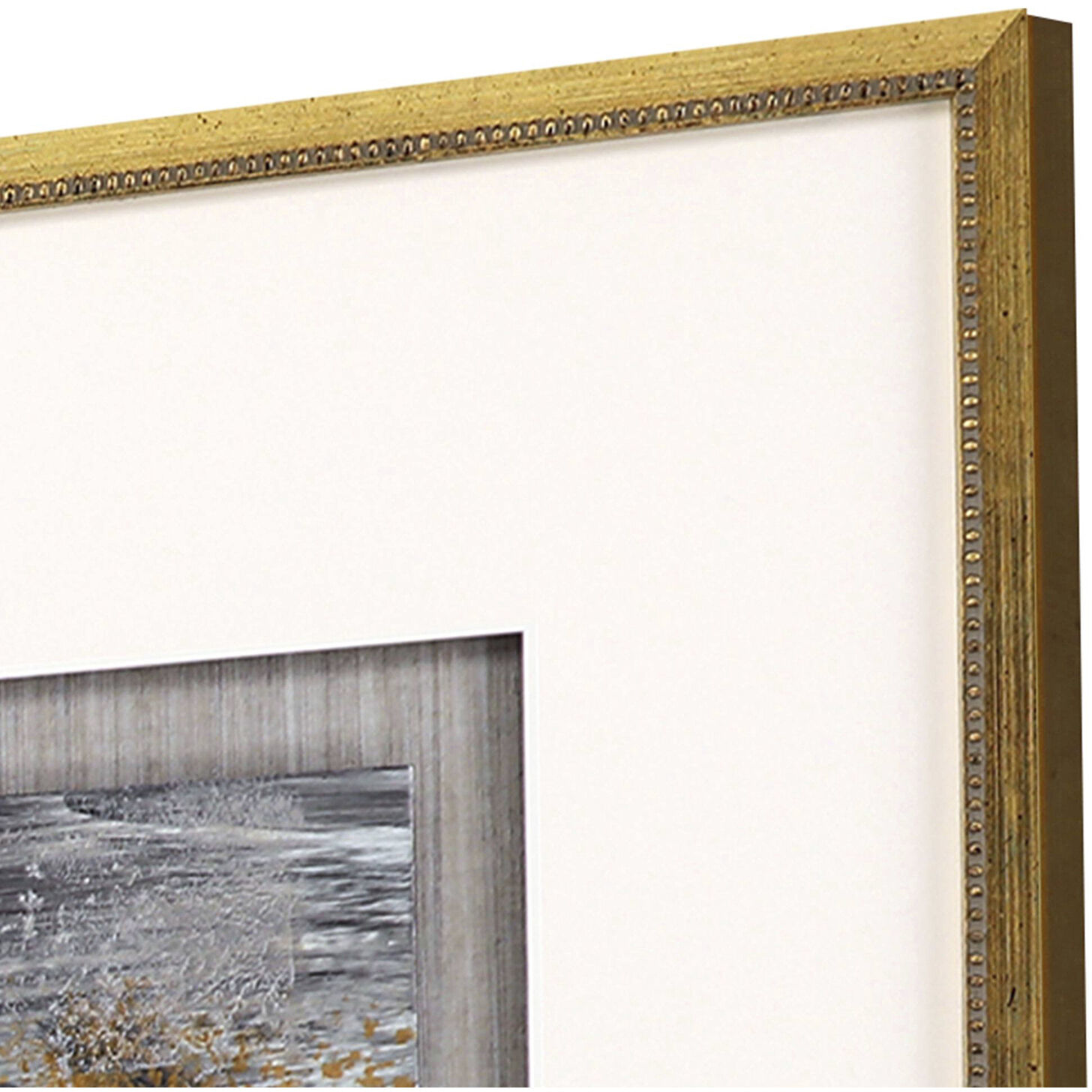 Broken Landscape Gray and Metallic and Rust and Turquoise Framed Art, The Studio