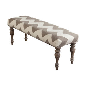 Ortensia Cream Upholstered Bench, Rectangle, Wood Base, Hand Woven