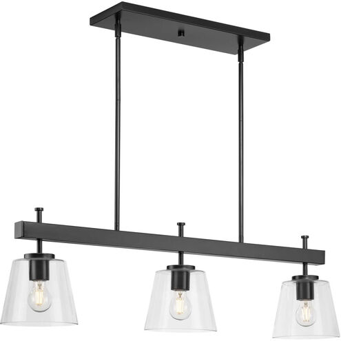 Saffert 3 Light 40 inch Matte Black Linear Chandelier Ceiling Light, Design Series