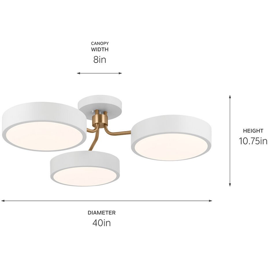 Sago LED 40 inch White and Champagne Bronze Semi Flush Mount Ceiling Light