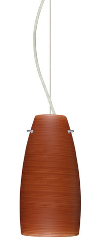 Tao LED Satin Nickel Pendant Ceiling Light in Cherry Glass