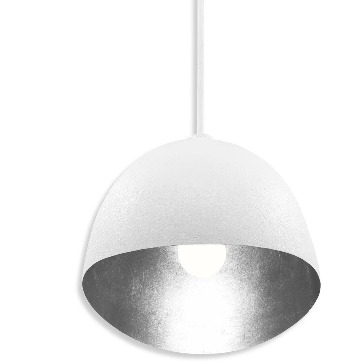 Eclos 1 Light 15.75 inch Textured White With Silver Leaf Inside Pendant Ceiling Light