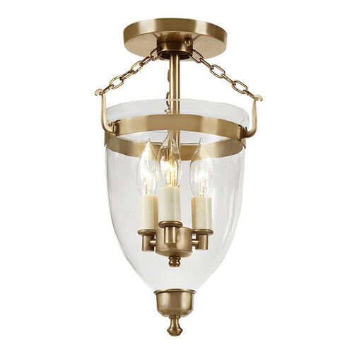 Danbury 3 Light 9 inch Rubbed Brass Semi-Flush Mount Ceiling Light