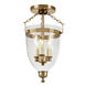 Danbury 3 Light 9 inch Rubbed Brass Semi-Flush Mount Ceiling Light