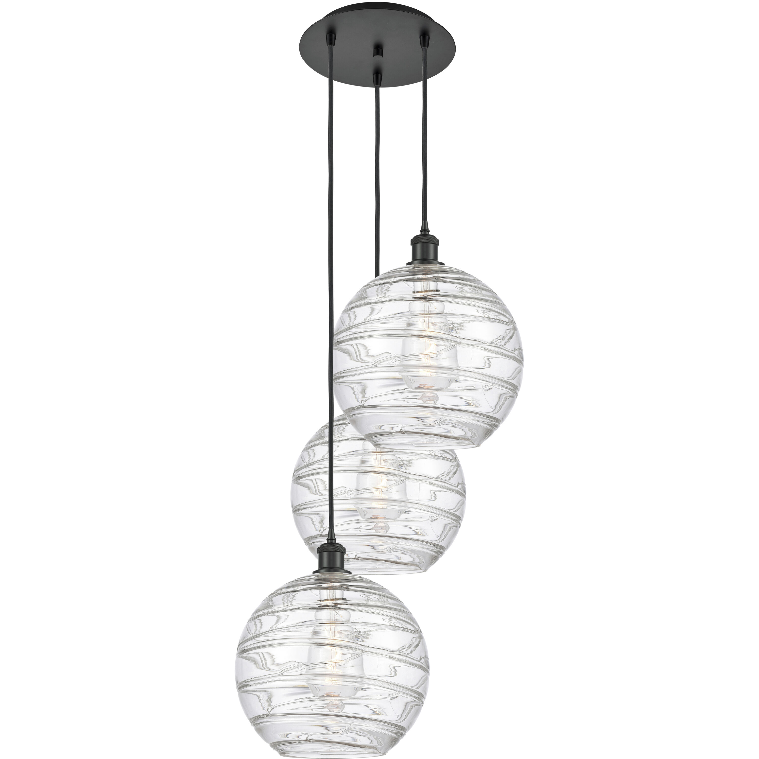 Ballston Athens Deco Swirl 3 Light 19 inch Matte Black Multi-Pendant Ceiling Light