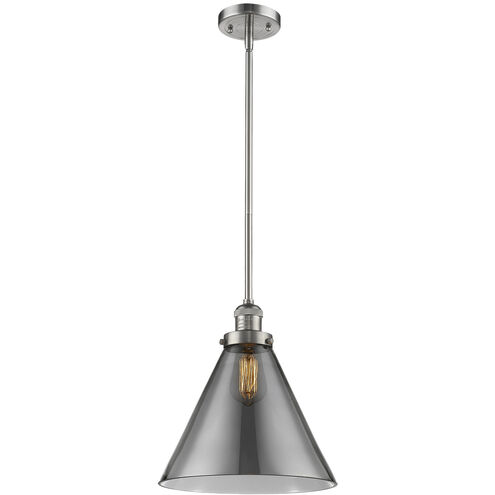 Franklin Restoration Cone 1 Light 12 inch Polished Nickel Mini Pendant Ceiling Light in Incandescent, Plated Smoke