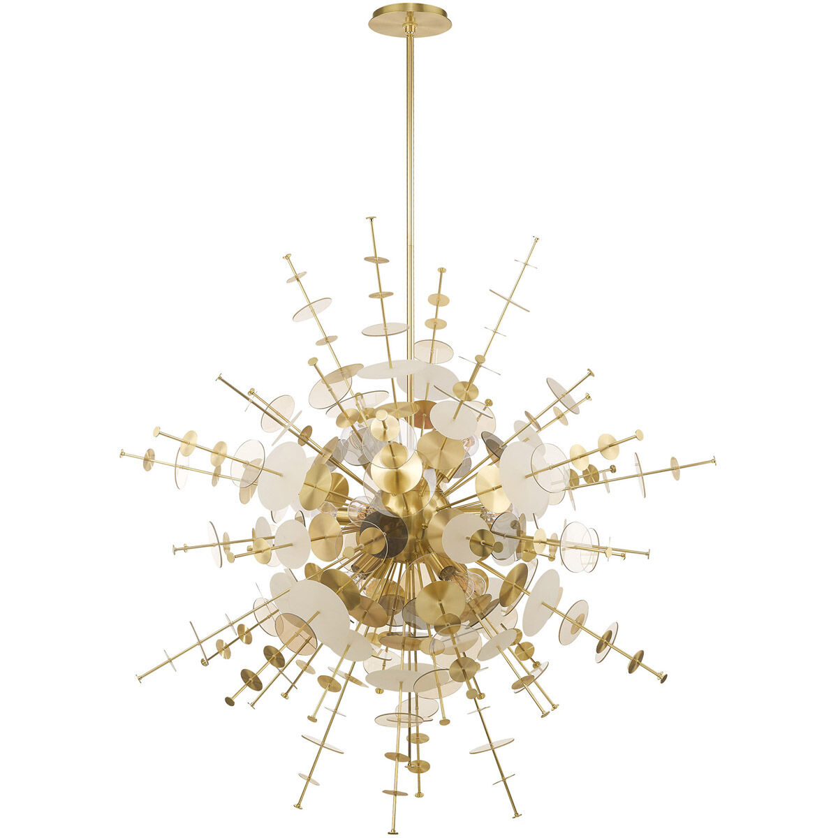 Circulo 12 Light 50 inch Satin Brass Grand Foyer Pendant Chandelier Ceiling Light