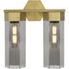 Claverack 2 Light 13.63 inch Brushed Brass Bath Vanity Light Wall Light in Plated Smoke Glass