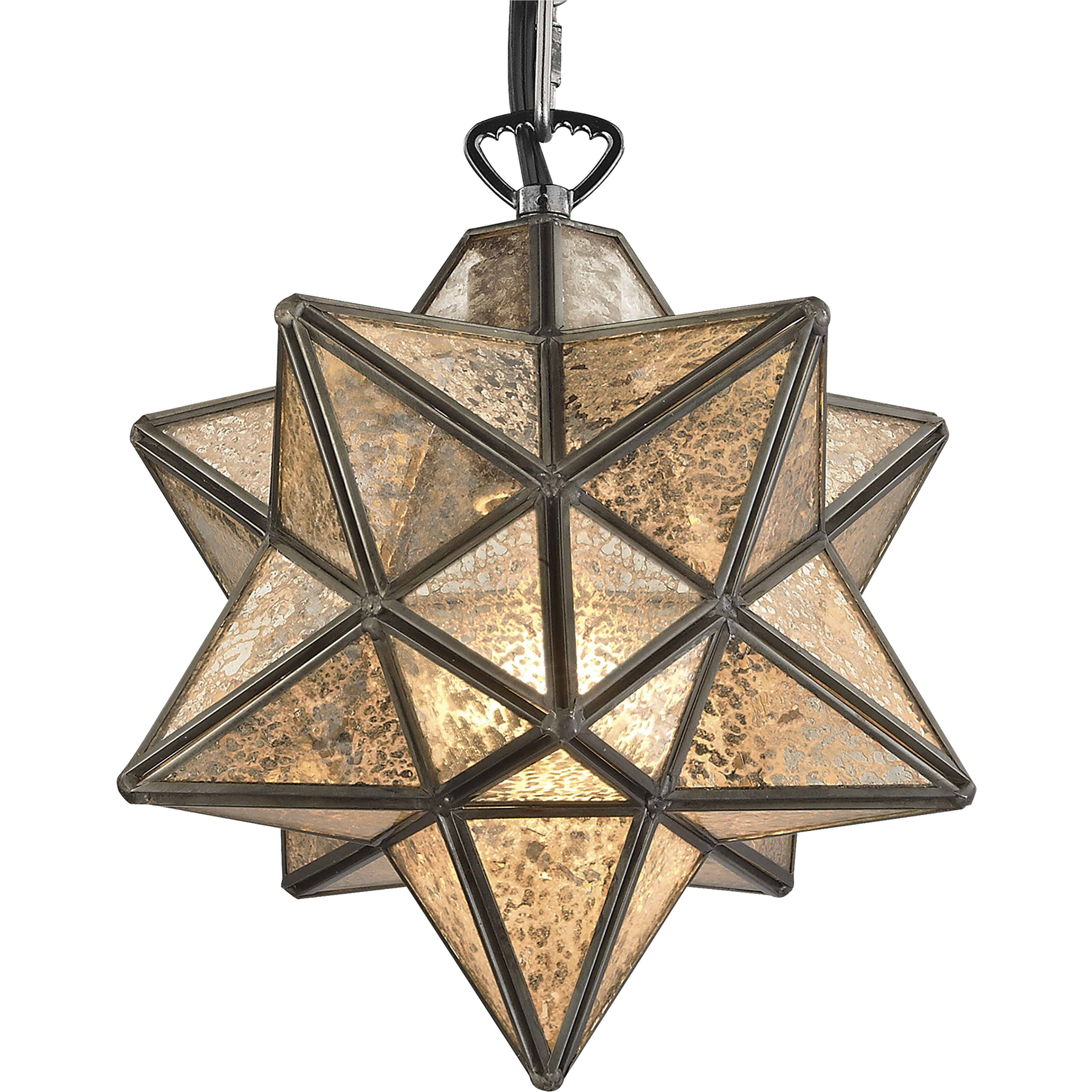 Moravian Star 1 Light 9 inch Oil Rubbed Bronze with Mercury Mini Pendant Ceiling Light