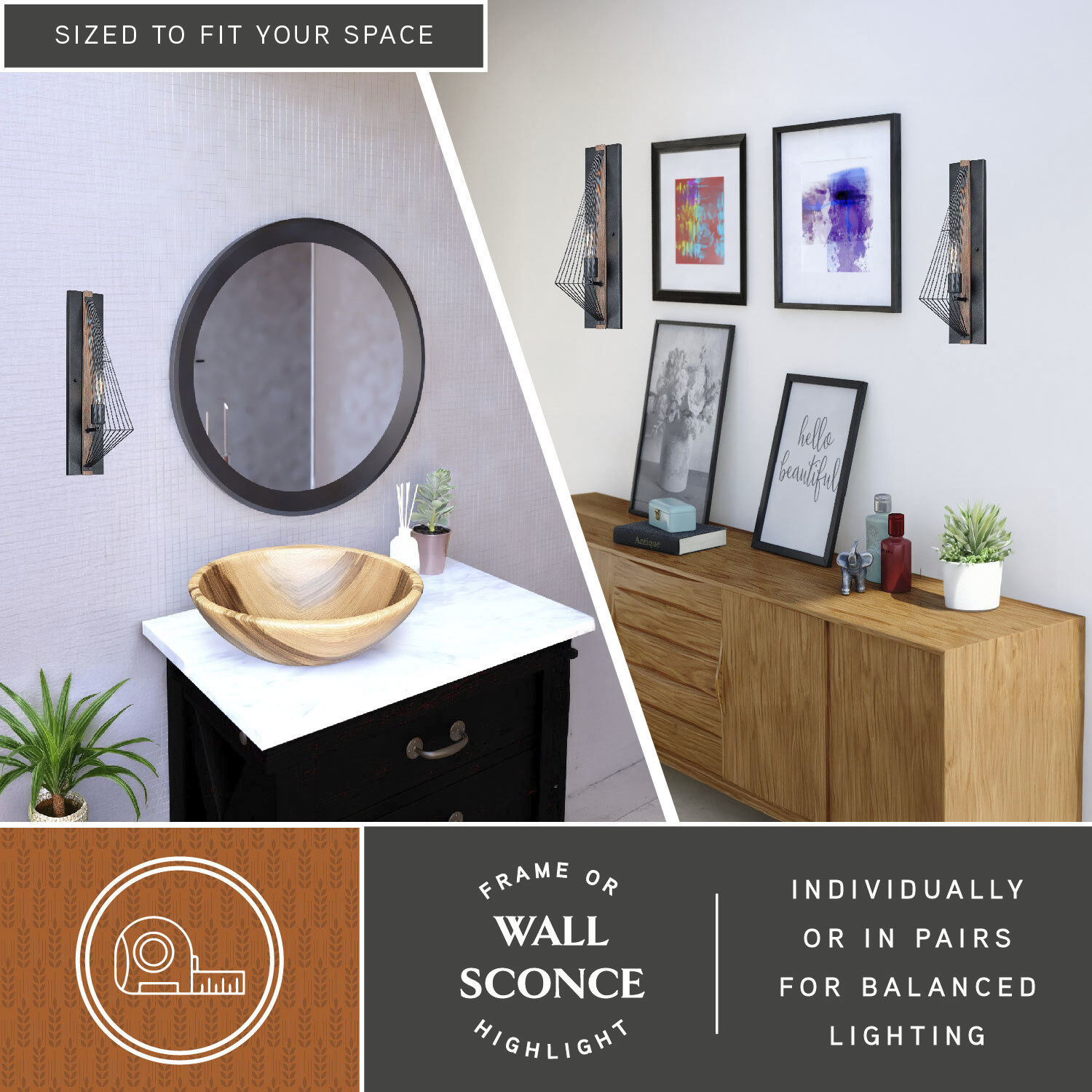 Dearborn LED 4.5 inch Black Iron and Burnished Oak Wall Light in Black Iron with Burnished Oak