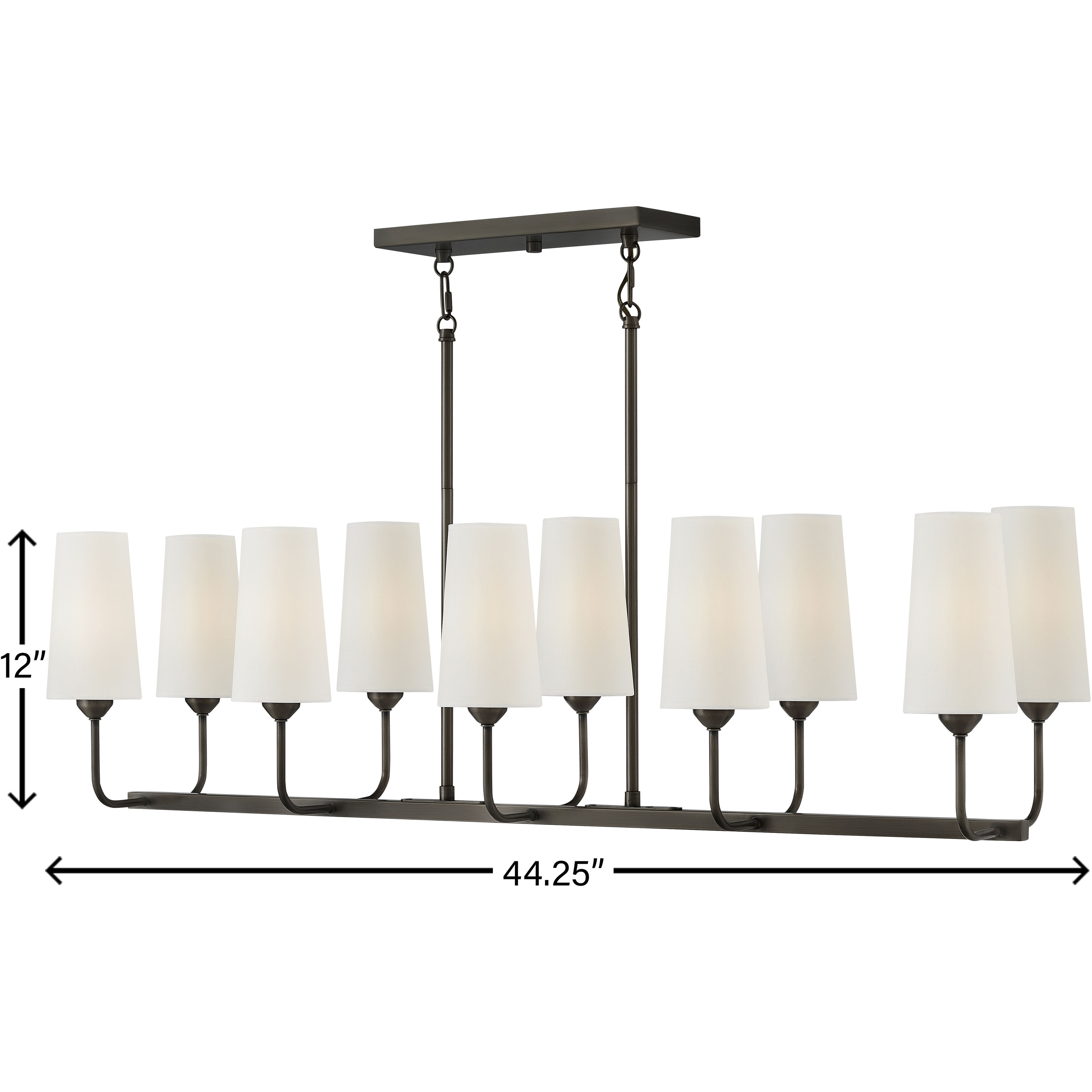 Lewis 44.25 inch Black Oxide Indoor Linear Chandelier Ceiling Light