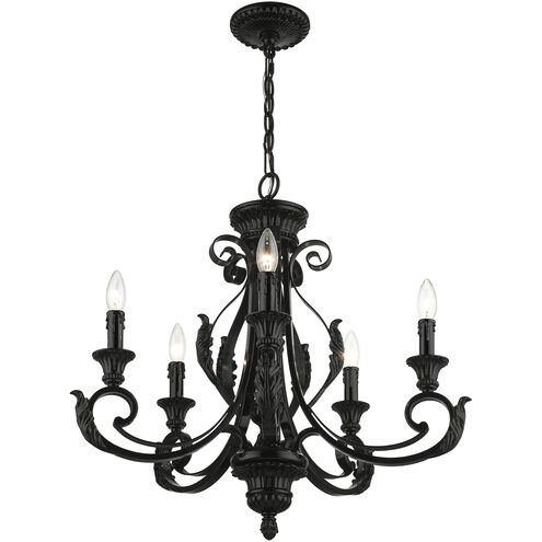 Valencia 5 Light 25 inch Shiny Black Chandelier Ceiling Light